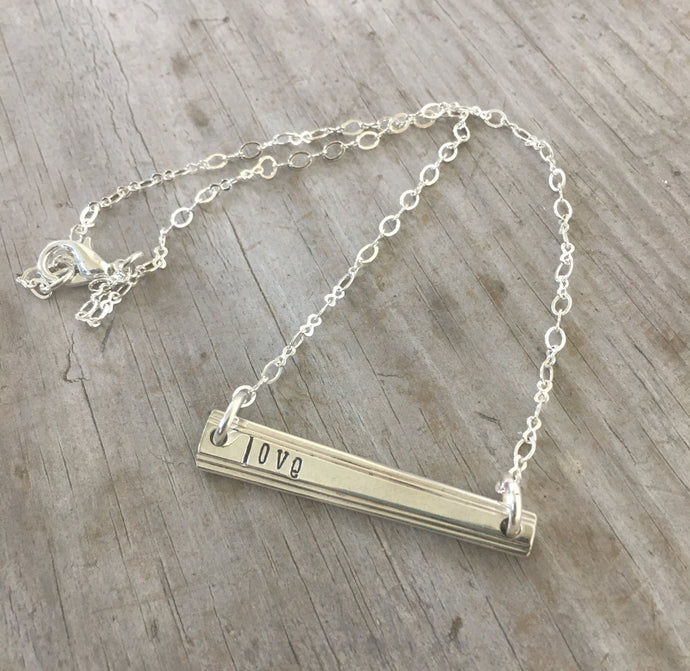 Scrap Bar Silverware Necklace - LOVE - #4499