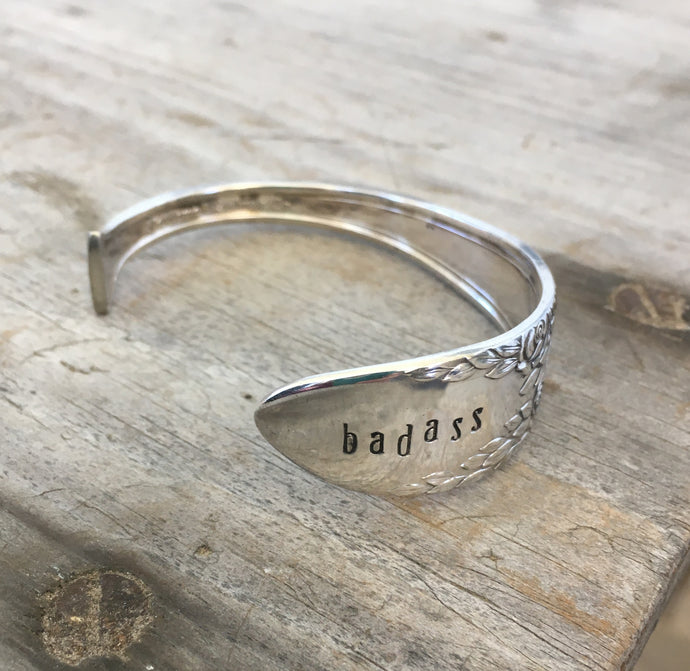 Hand Stamped Cuff Bracelet Spoon Bracelet