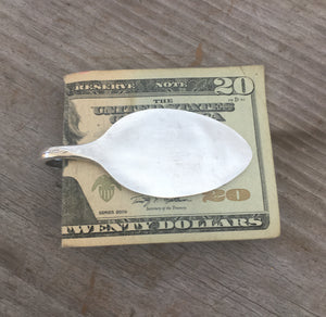 Back side of upcycled spoon money clip