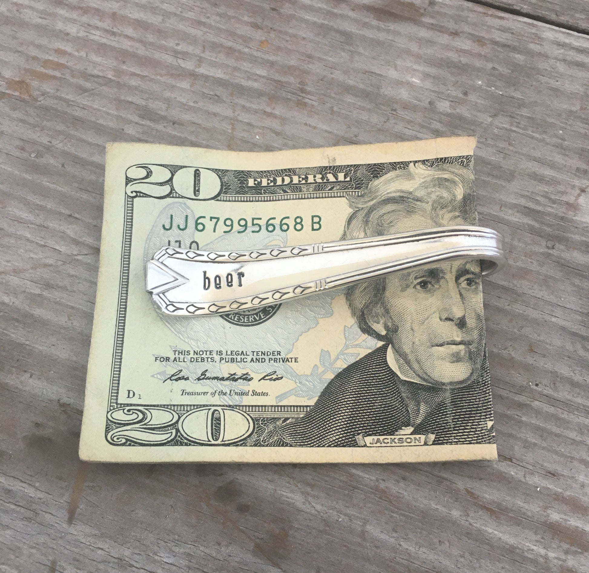 Stamped Spoon Money Clip BEER
