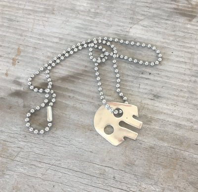 Upcycled dinner fork skull necklace 