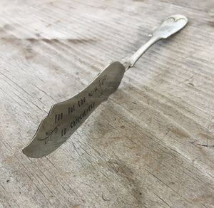 Hand Stamped Cheese Spreader Charcuterie Knife - YOU PUT THE CUTE IN CHARCUTERIE - #4539