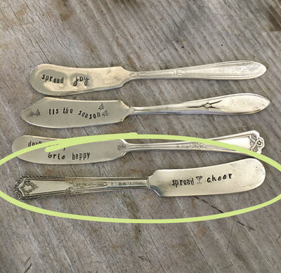 Hand Stamped Cheese Spreader/Knife - SPREAD CHEER - #4543