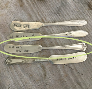 Hand Stamped Cheese Spreader/Knife - DONT WORRY BRIE HAPPY - #4545