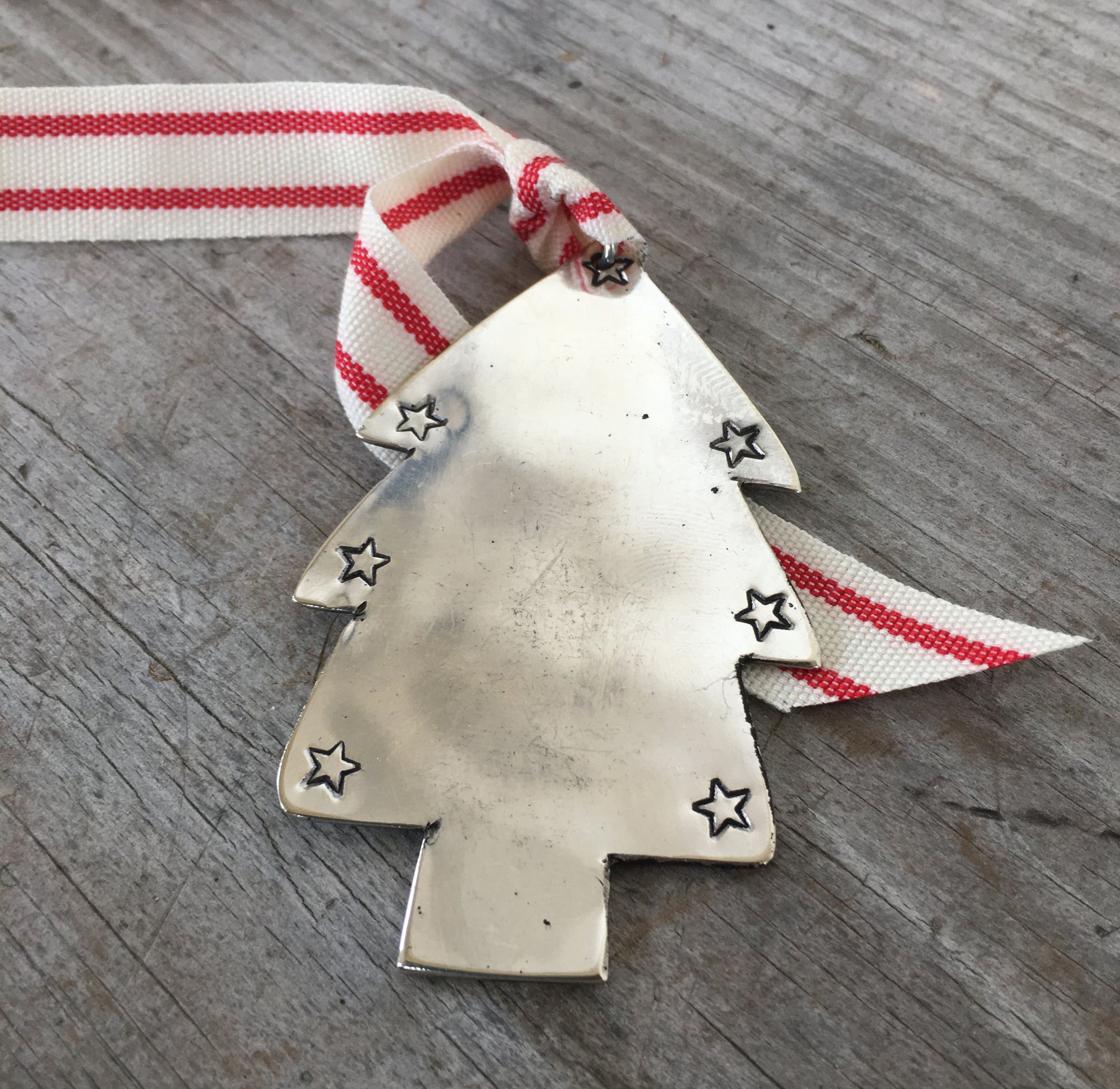 Upcycled Silverware Spoon Ornament Christmas Tree Shaped