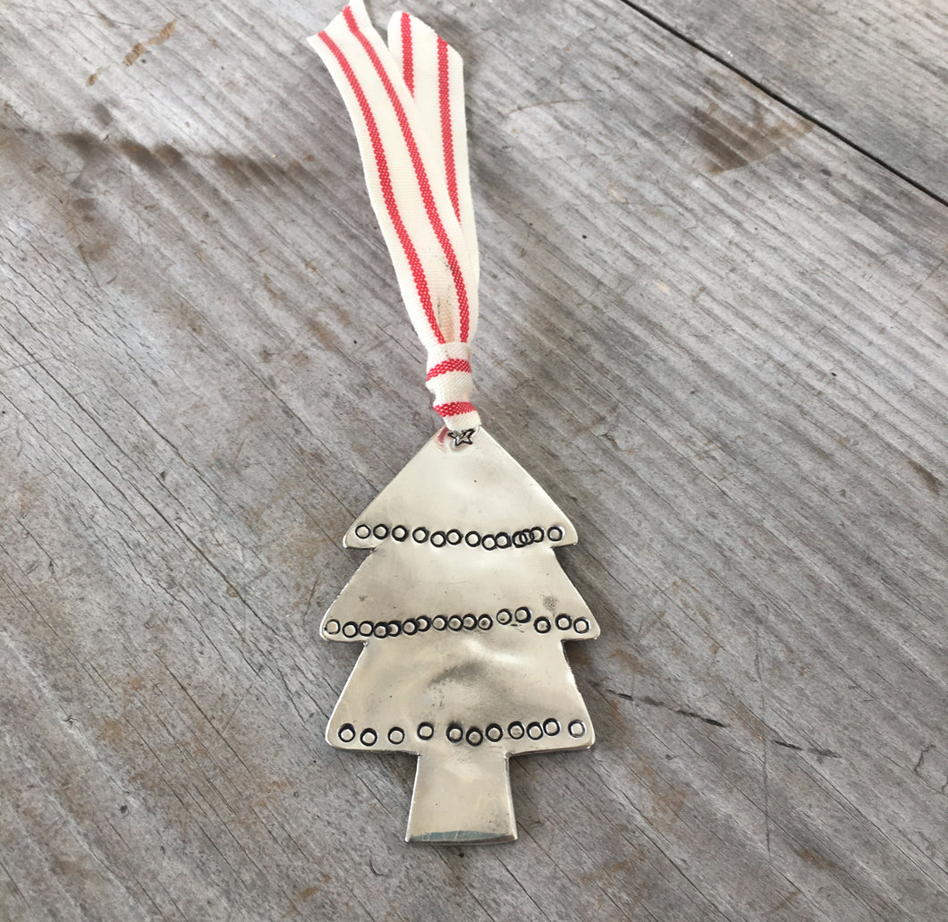 Eco Friendly Christmas Tree Ornament with Hand Stamped decorations