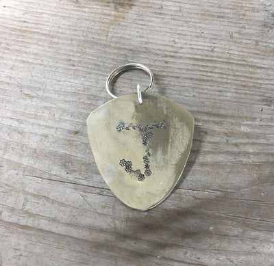 Floral Monogram Stamped Spoon Keychain "J"