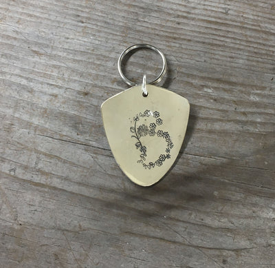 Floral Monogram Stamped Spoon Keychain "B"