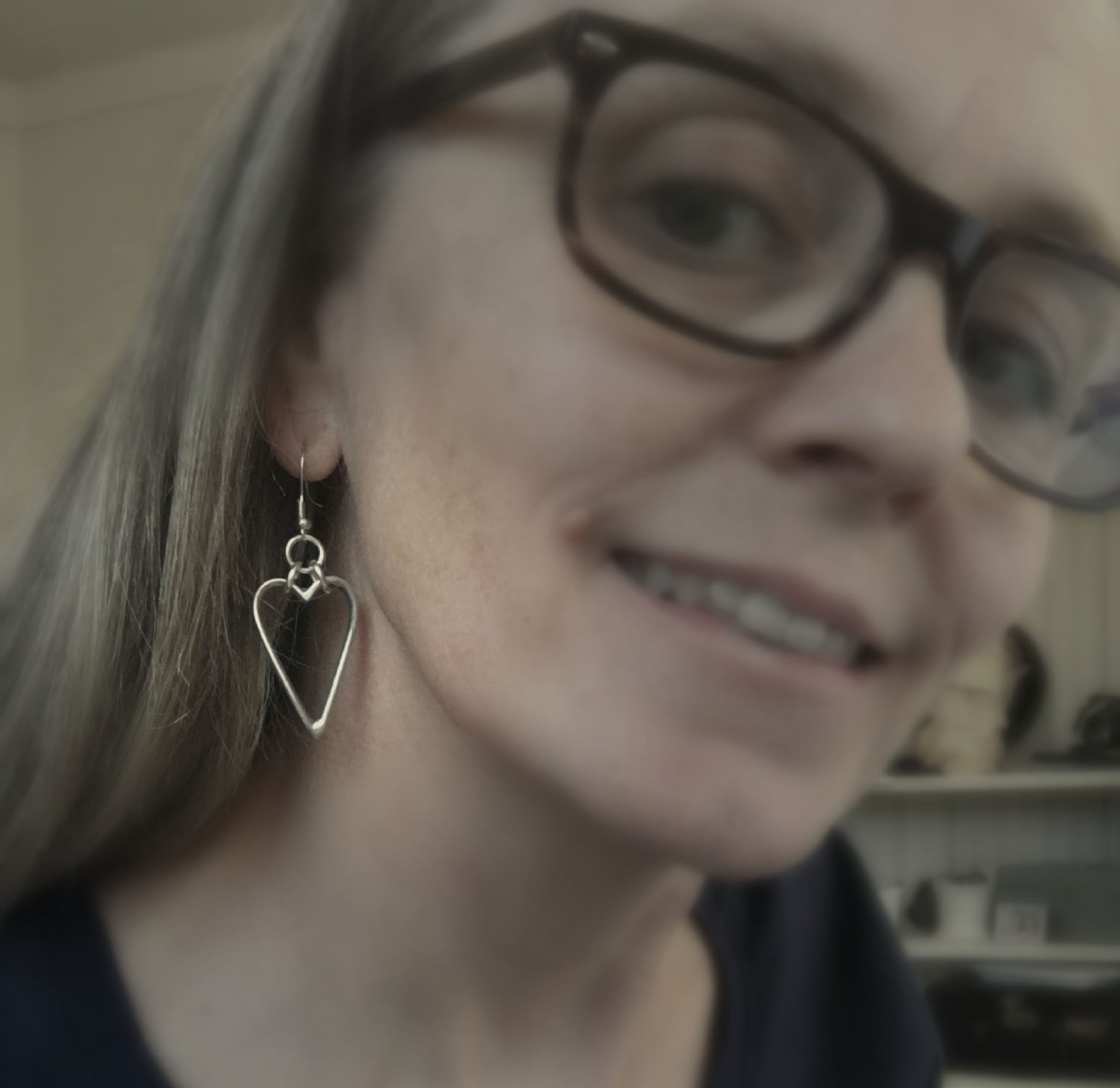 Heart Hoop Earrings Made from upcycled vintage fork tines Shown on model