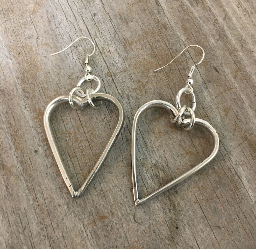 Fork Tine Heart Pierced Earrings