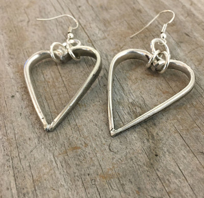 Pierced Dangle hoop earrings made from upcycled silverware