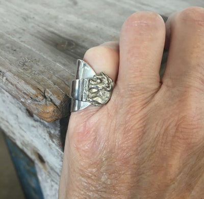 Sterling Spoon Cuff Ring Elephant - #4577