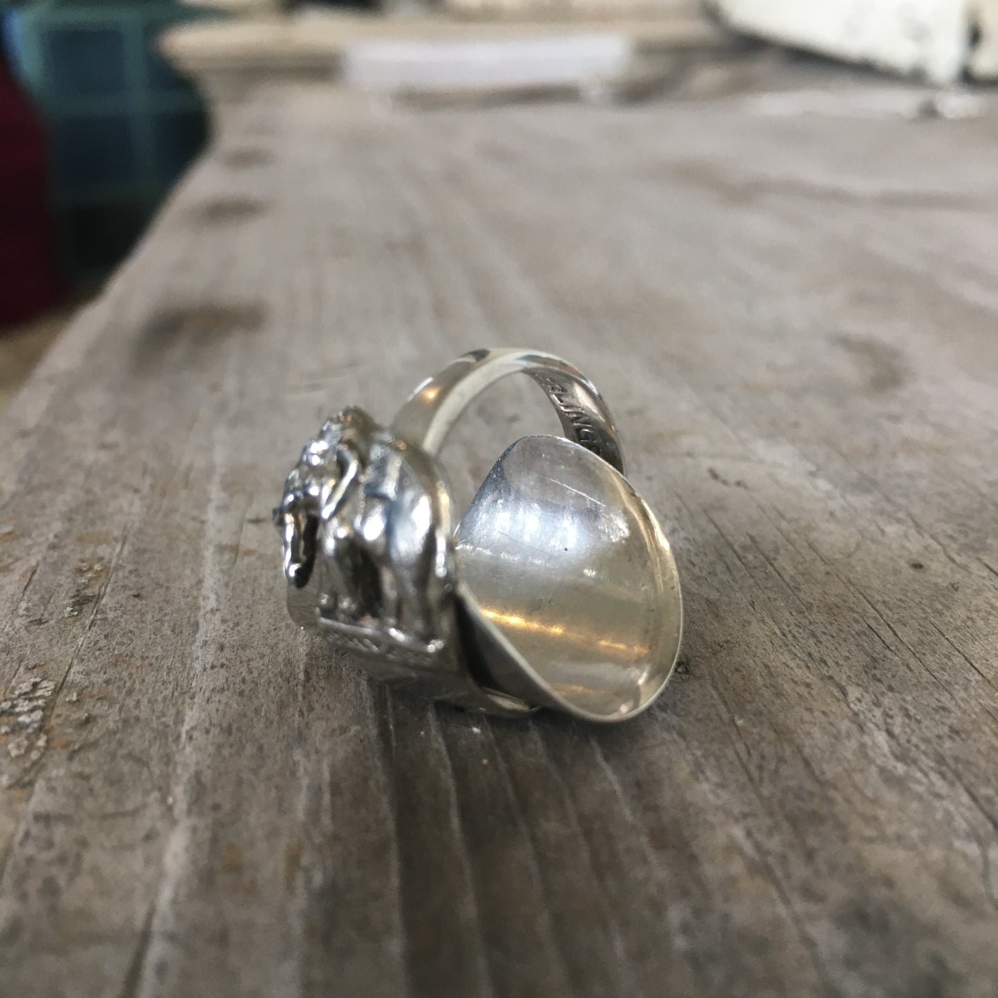 Sterling Spoon Cuff Ring Elephant - #4577