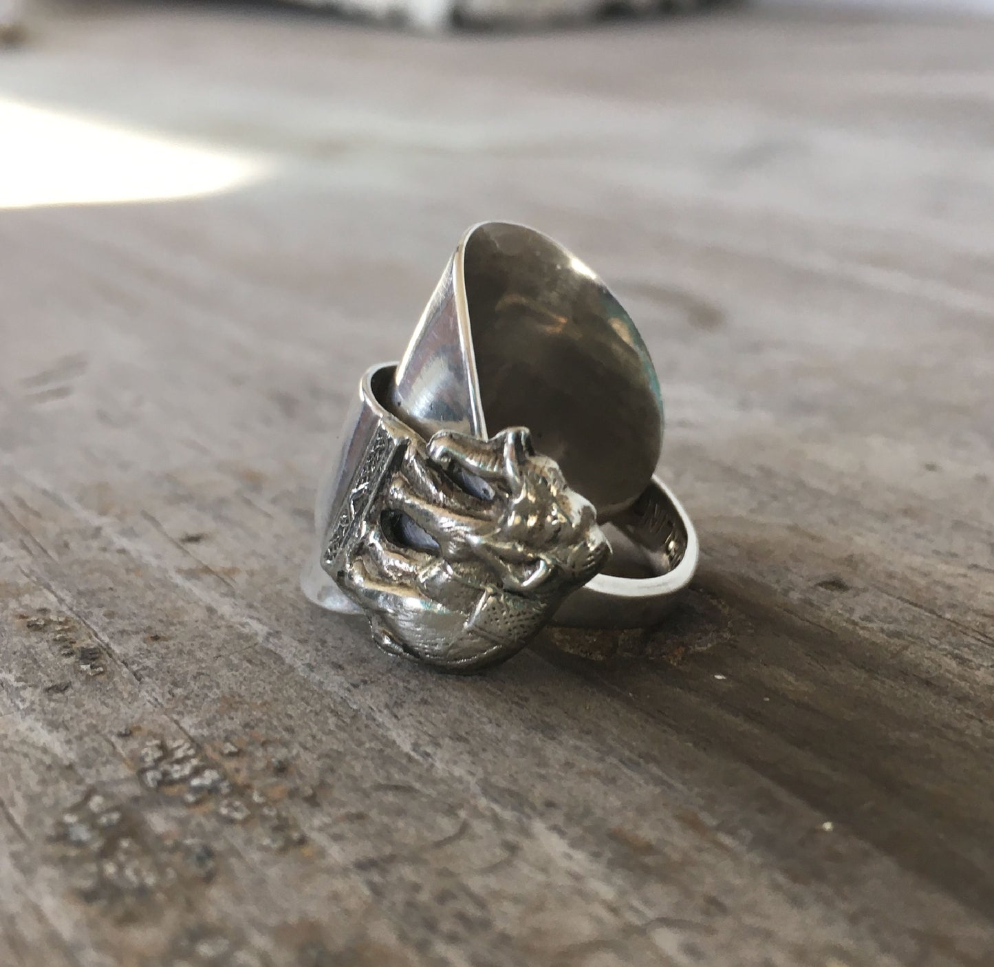 Sterling Spoon Cuff Ring Elephant - #4577