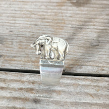 Sterling Spoon Ring from Demitasse Spoon with figural Elephant
