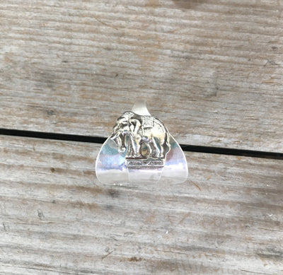 Sterling Spoon Cuff Ring Elephant