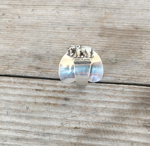 Sterling Spoon Cuff Ring Elephant