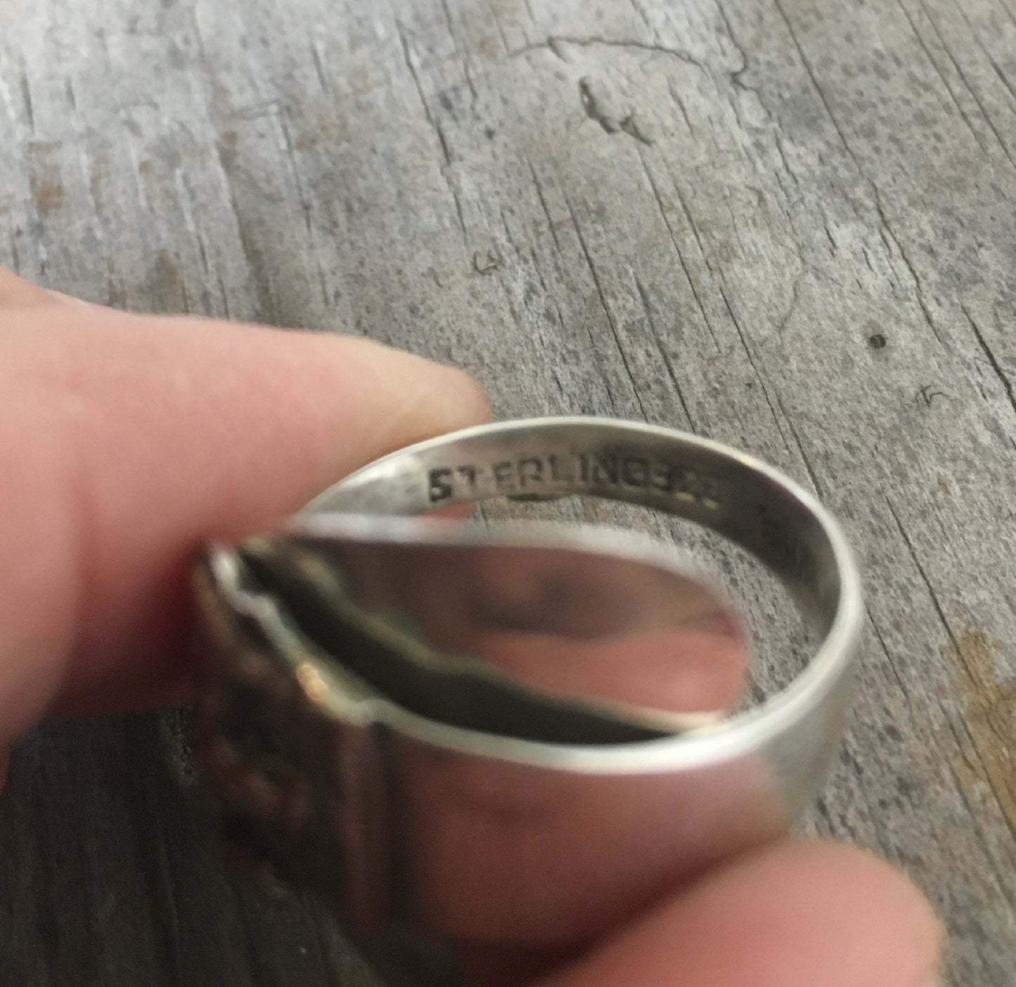 Sterling Spoon Cuff Ring Elephant