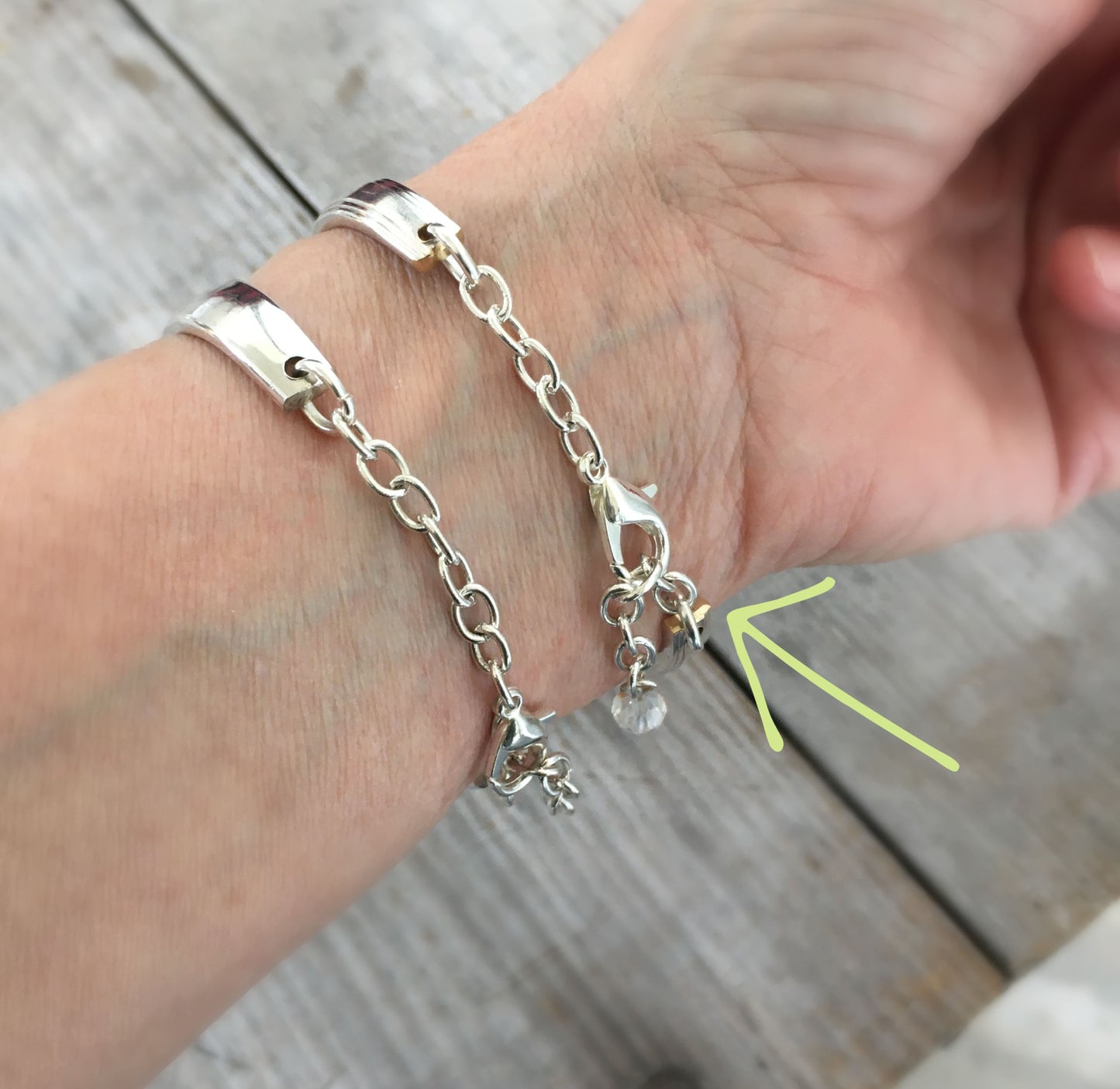 Upcycled Spoon link bracelet clasp view