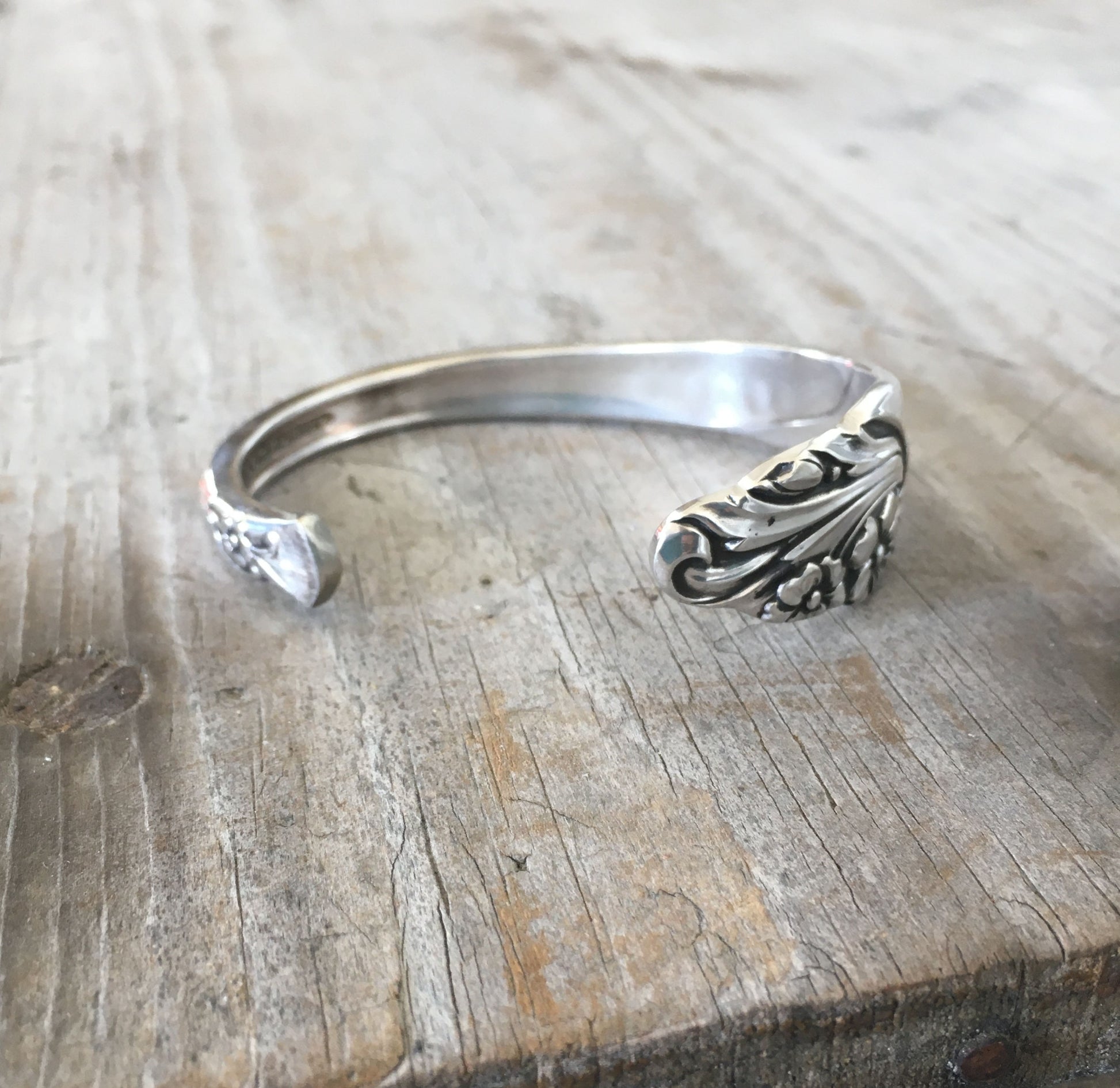 Upcycled Silverware Spoon Cuff Bracelet Community Plate Evening Star