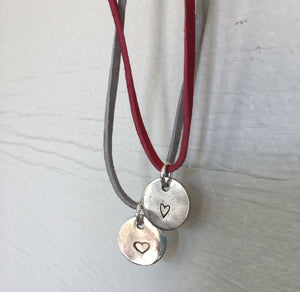 Circle Stamped Spoon Necklace with Heart
