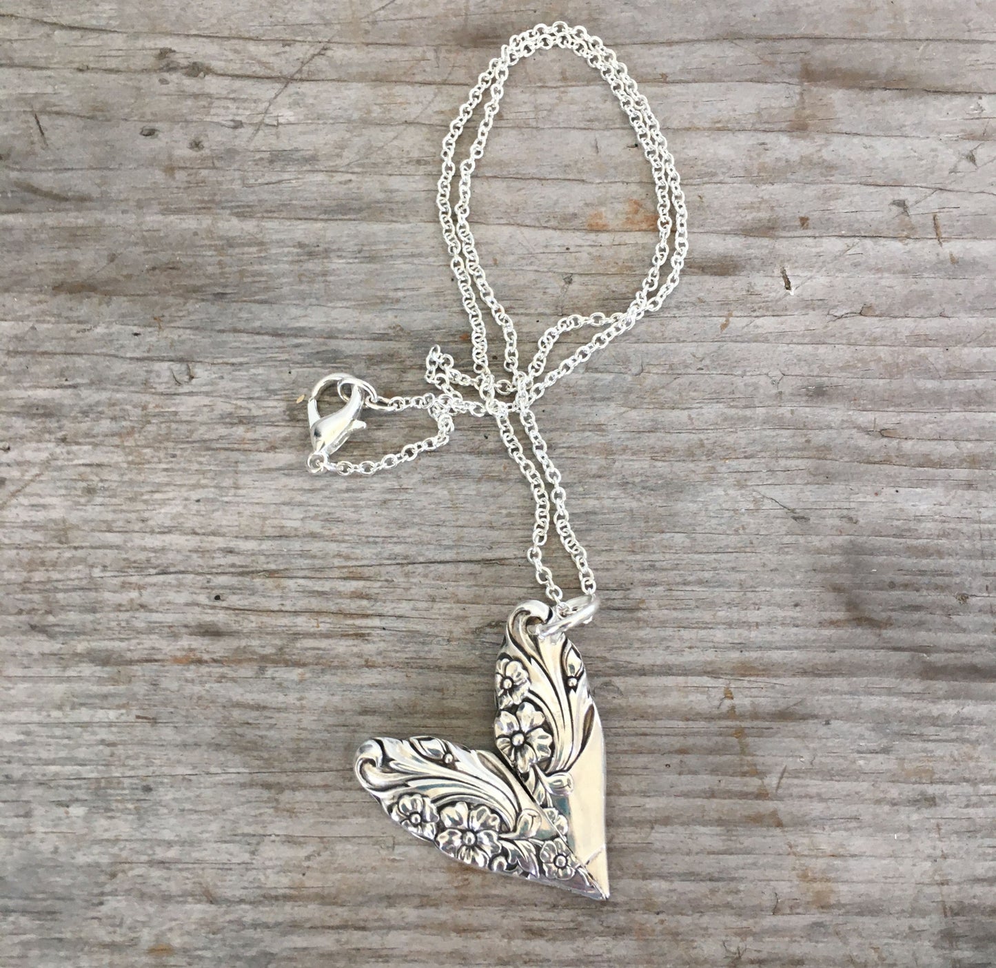 Upcycled Spoon Handle Heart Pendant Necklace from Evening Star pattern