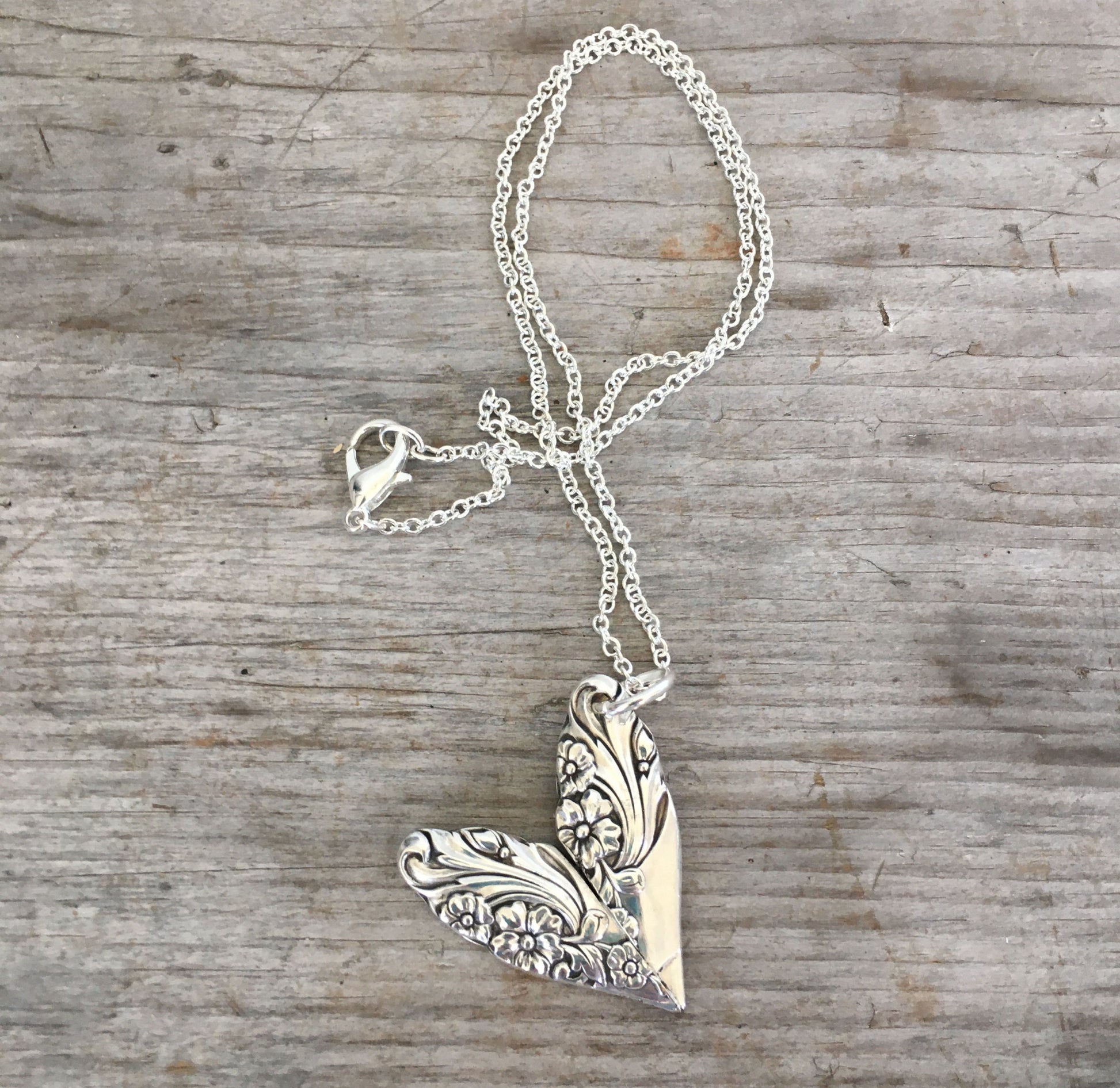 Upcycled Spoon Handle Heart Pendant Necklace from Evening Star pattern