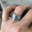 WANDER spoon ring worn on finger displaying size and fit of upcycled silverware ring