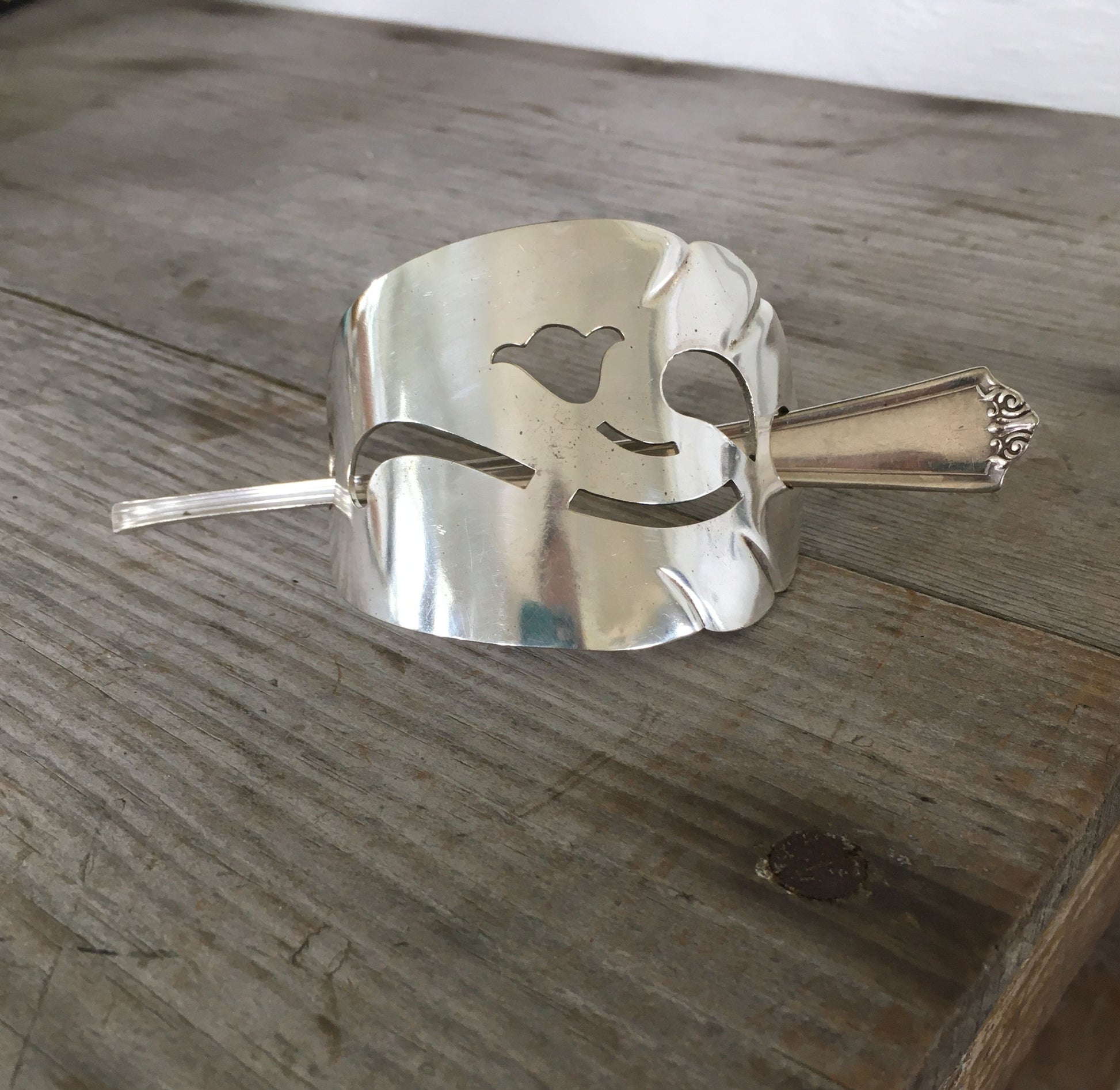 Hair barrette Stick Barrette made from upcycled silverplate cake server