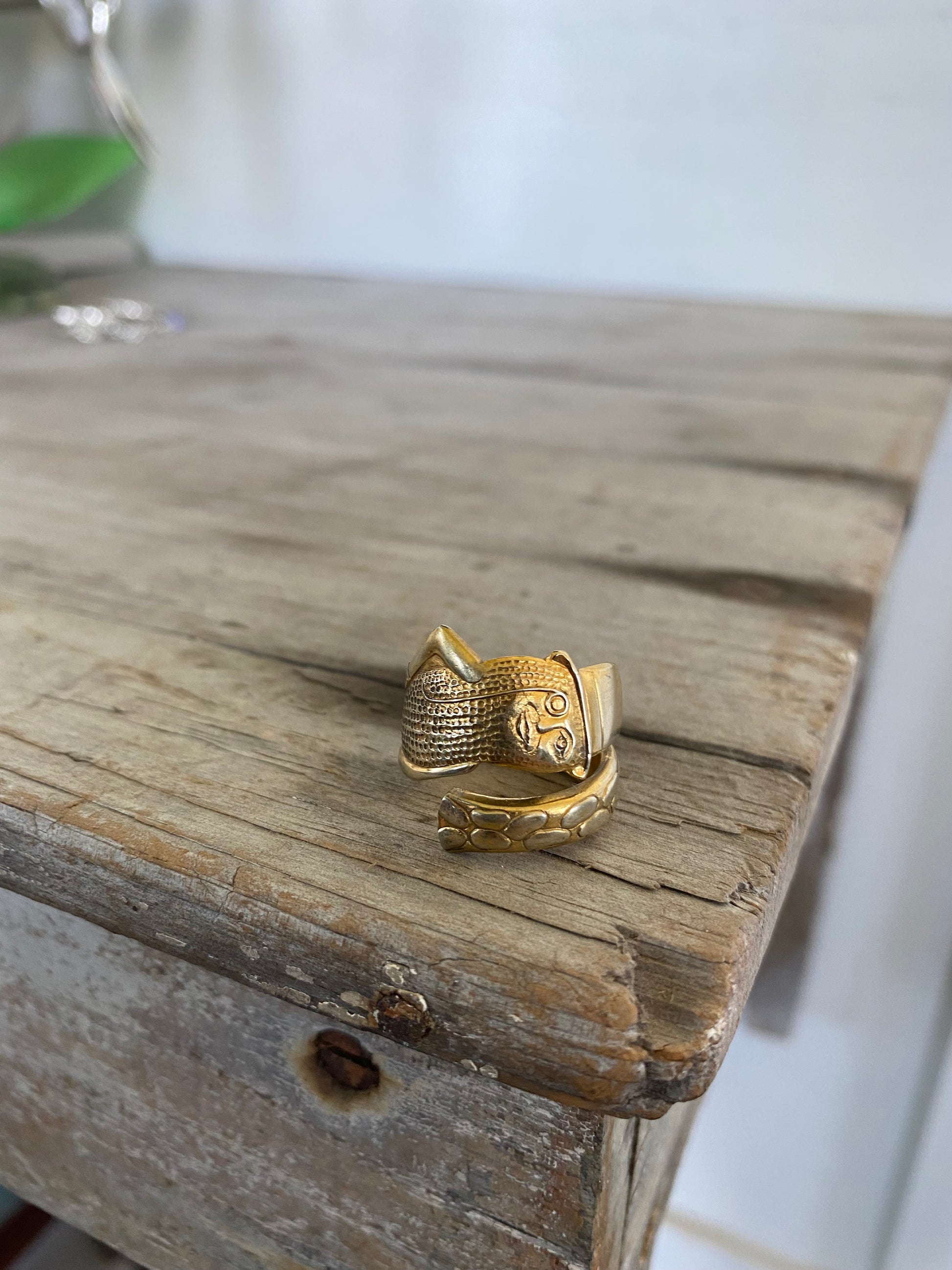 Mr. Peanut Spoon Ring in a Gold Wash