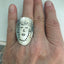 Artisan Macey statement ring shown on hand - nature-inspired vintage silverware jewelry