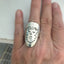 Stamped Spoon Ring Artisan Earthy Lady Face Size 8 Shown On Model