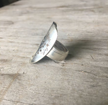 Side View Stamped Spoon Ring Artisan Earthy Lady Face Size 8