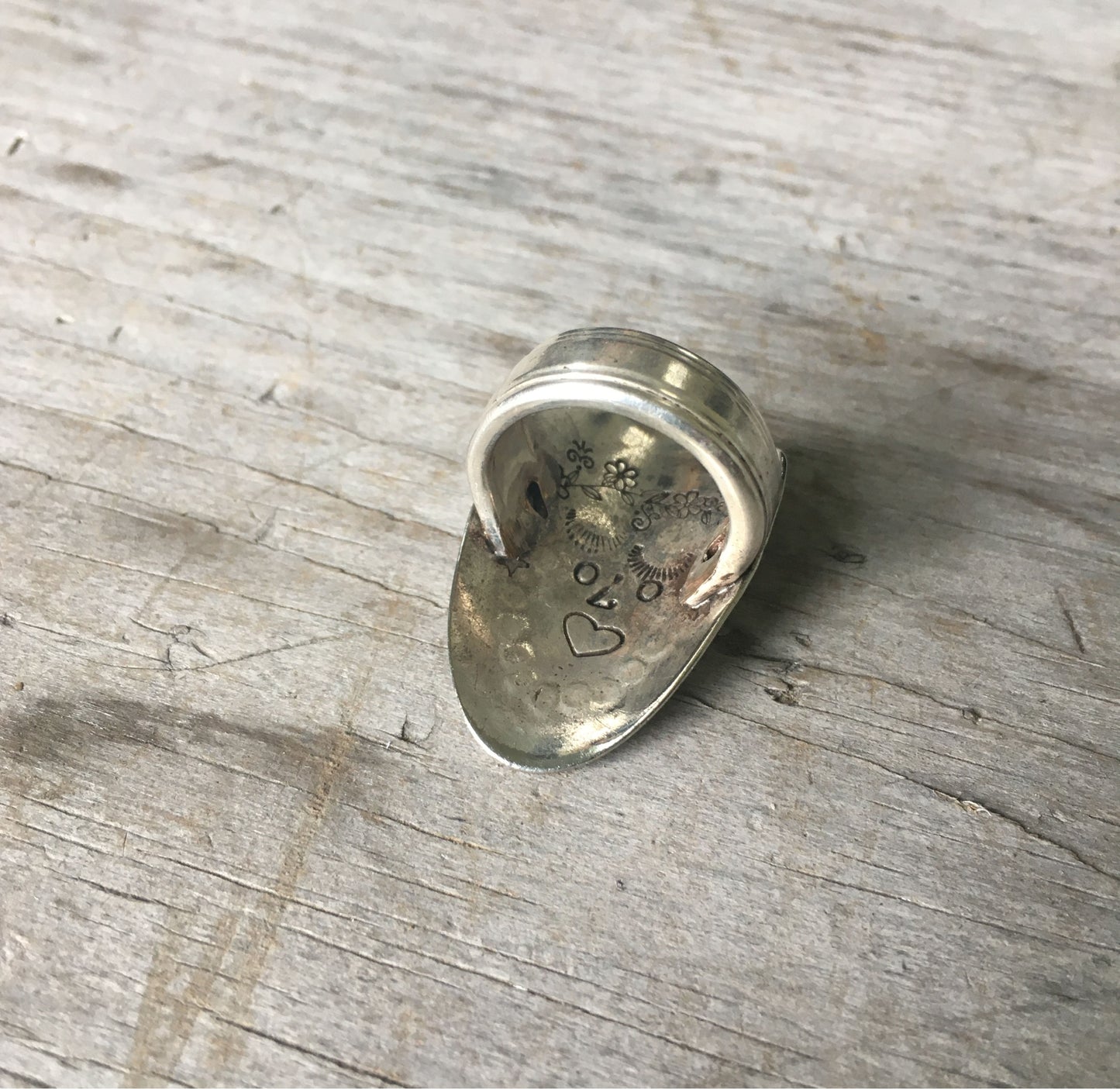 Fawn silverware ring inside - upcycled demi-tasse spoon