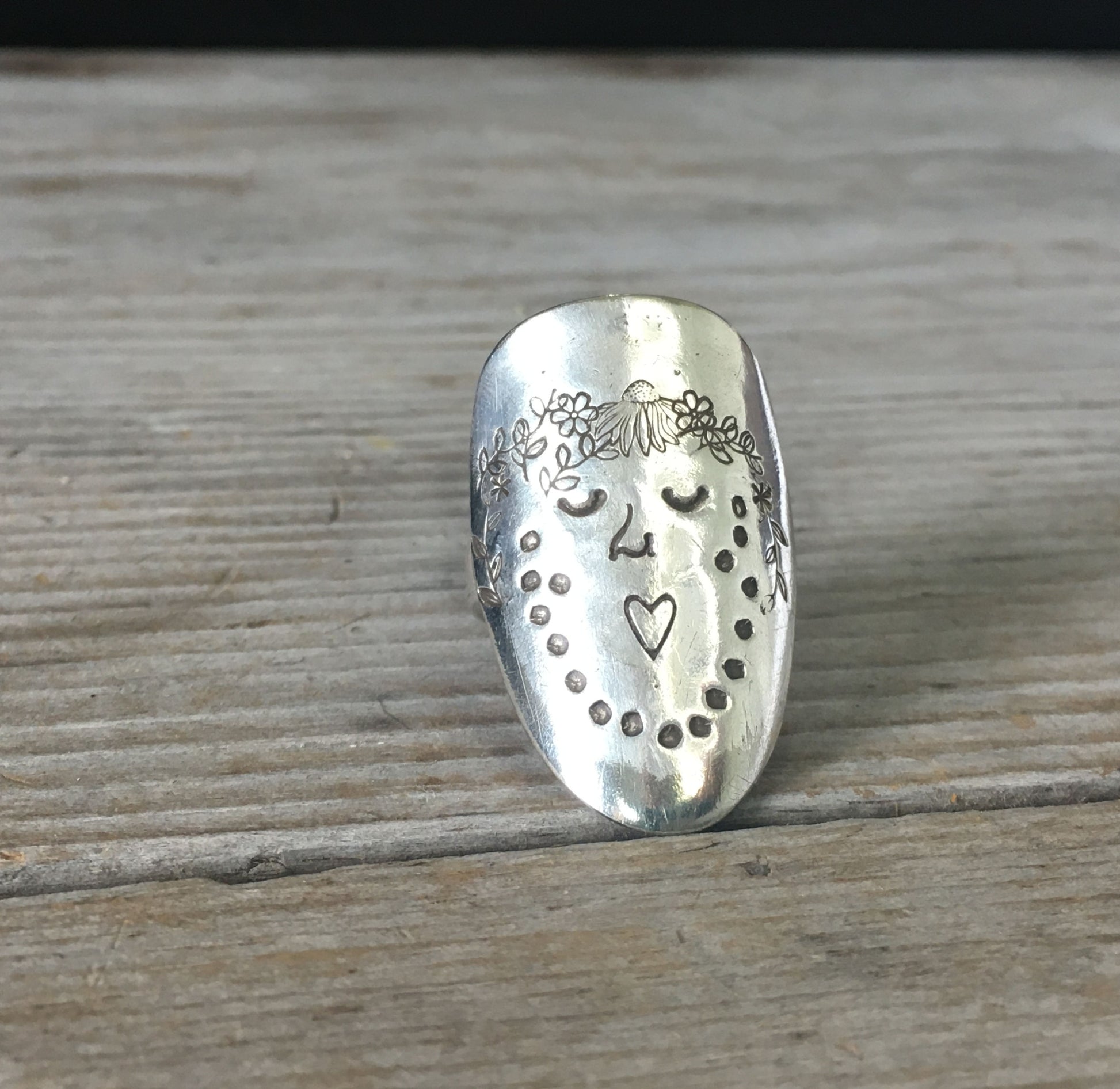 Women of Nature Fawn spoon ring - handmade vintage silverplate jewelry