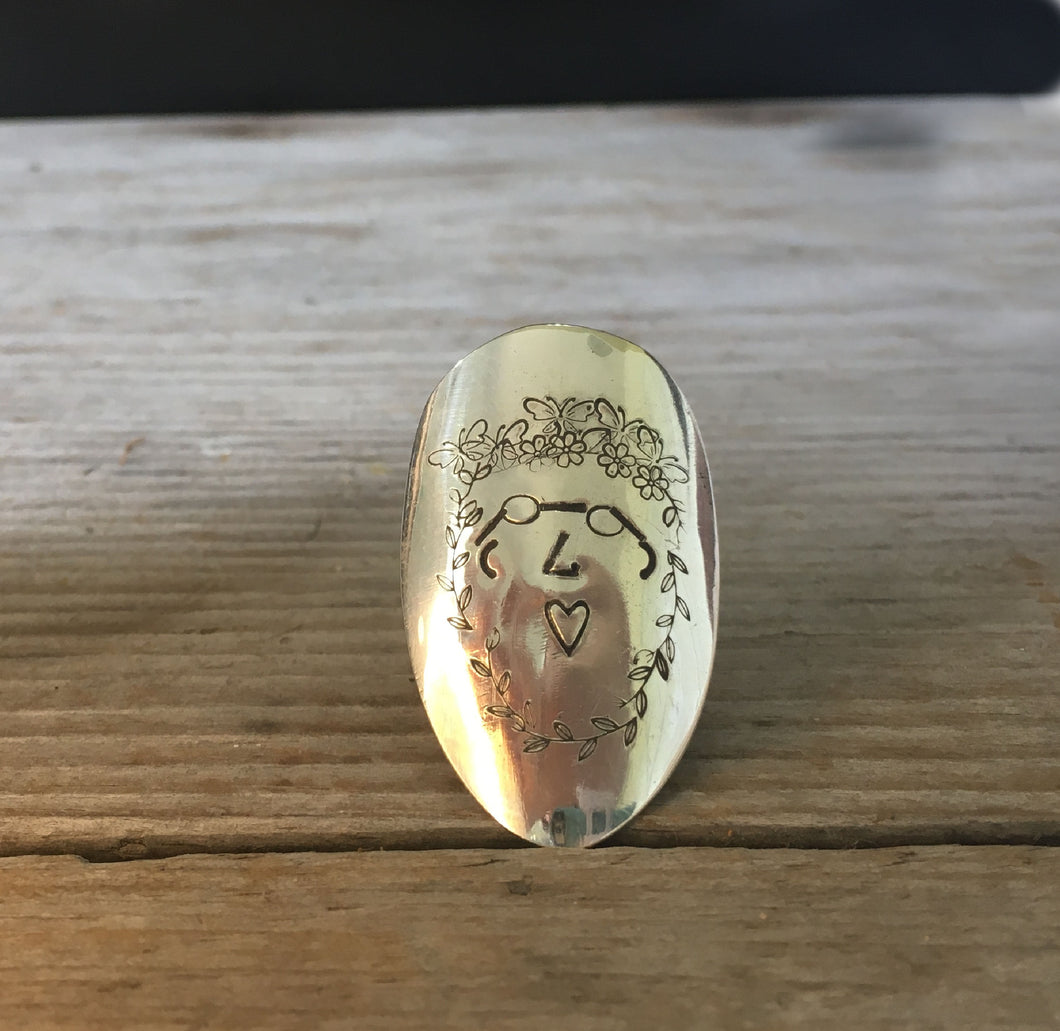 Women of Nature Hand Stamped Spoon Ring from Upcycled Silverware