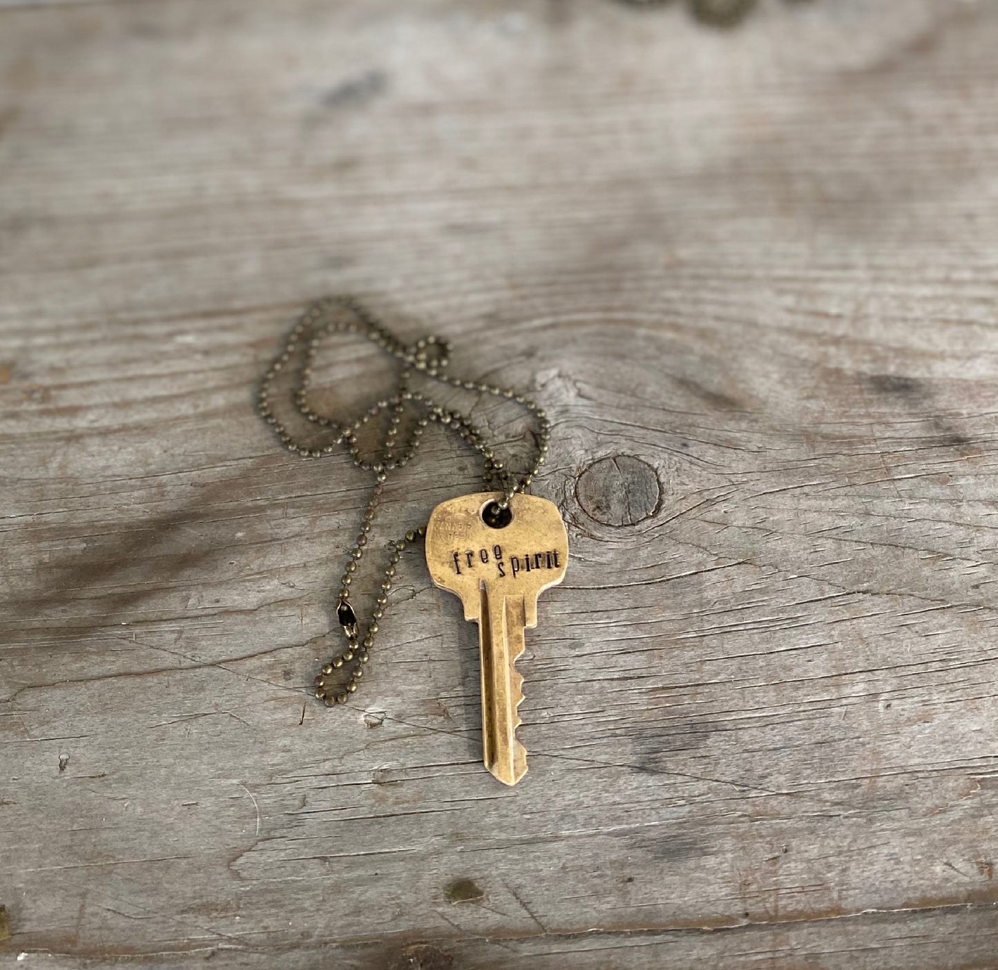 Stamped Key Necklace - FREE SPIRIT - #4760