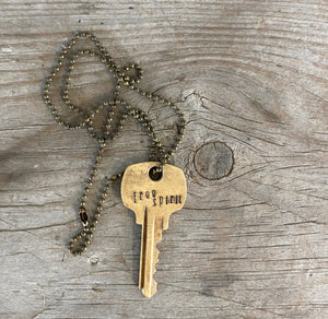 Stamped Key Necklace - FREE SPIRIT - #4760