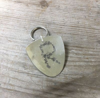 Floral Monogram Stamped Spoon Keychain "R"