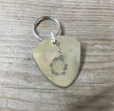 Floral Monogram Stamped Spoon Keychain "D"