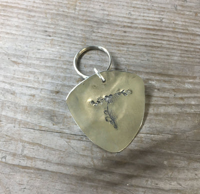 Floral Monogram Stamped Spoon Keychain "T"