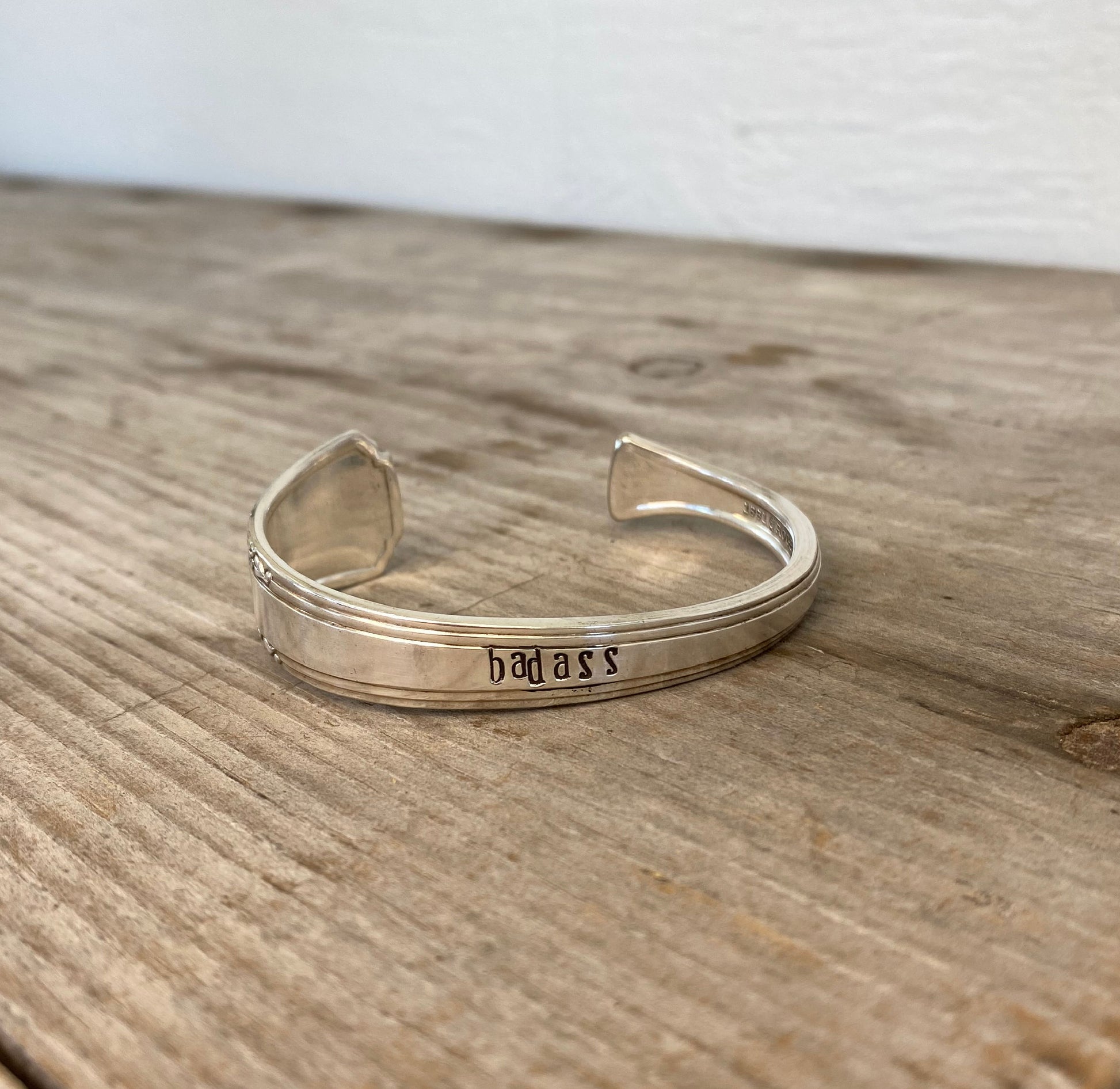 Spoon Cuff Bracelet Handstamped with word BADASS