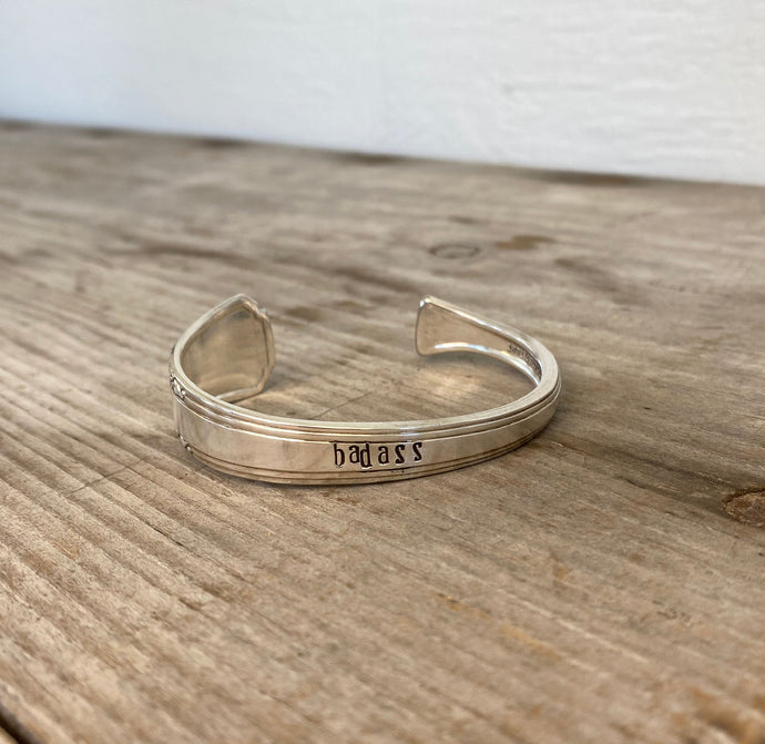 Spoon Cuff Bracelet Handstamped with word BADASS