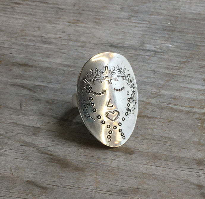 Hand Made Hand Stamped Women of Nature Spoon Ring Willow