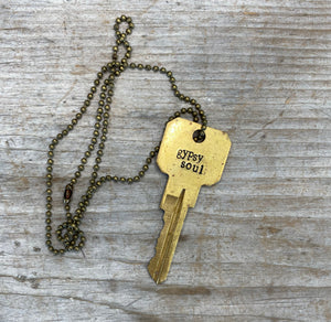 Stamped Key Necklace - GYPSY SOUL| - #4769