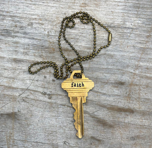 Stamped Key Necklace - FAITH - #4772