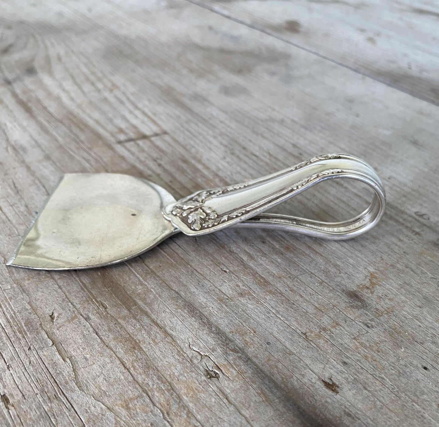 Side View of Handmade Cheese Knife from Upcycled Serving Spoon