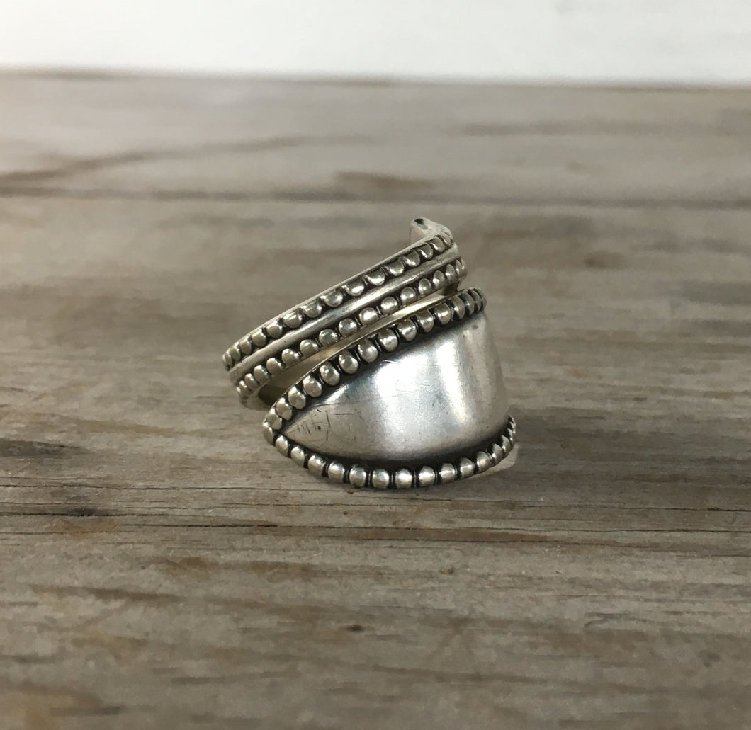 Upcycled Spoon Ring with Dot Border
