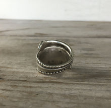 Inside view of handmade spoon ring with dot border