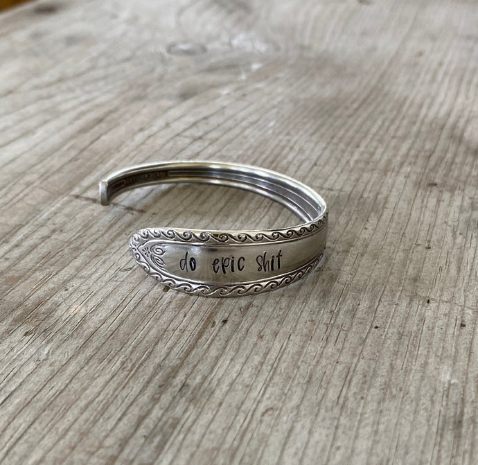 Upcycled Silverware Jewelry Handstamped Do Epic Shit